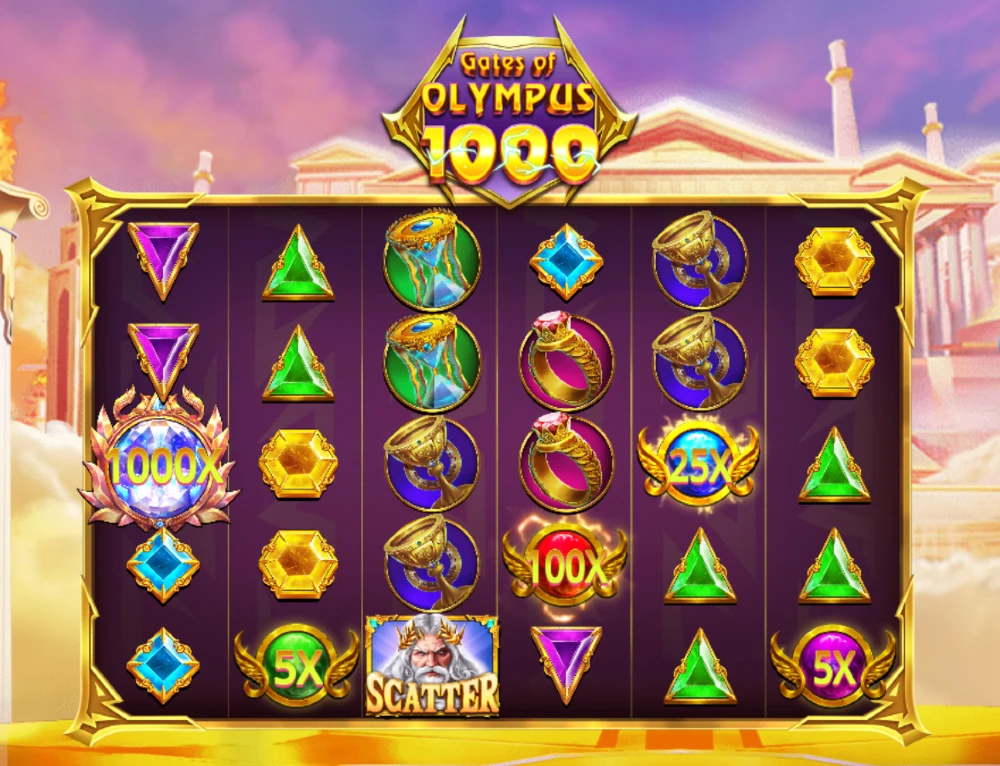 Заставка игрового поля Gates of Olympus 1000